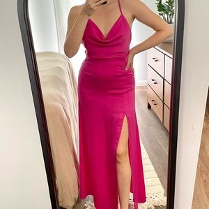 Hot pink slit dress
